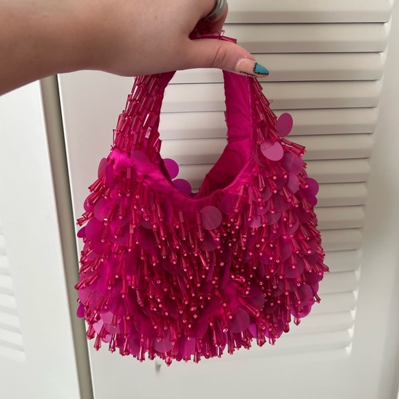 Hot Pink Beaded Mini Bag - Picture 2 of 4